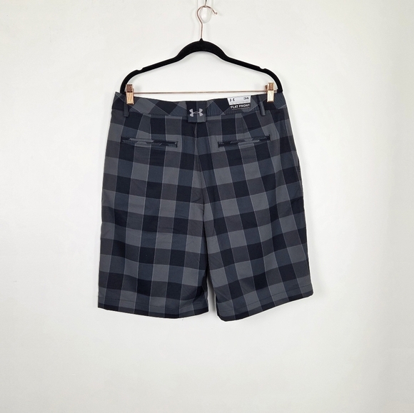 NWT Under Armour Men's Loose Fit Heat Gear Plaid Flat Front Golf Shorts Size 34 - Picture 6 of 11
